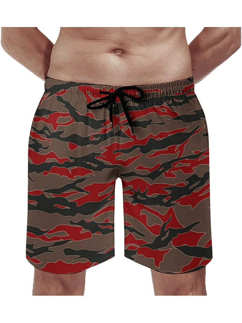 fuldstændig aldrig Elskede Men's Vietnam-Tiger-Stripe-Camo-Camouflage-Red-Black Swim Trunks Quick Dry  Bathing Suit Casual Swimsuit Cool Swim Shorts S-3XL - Walmart.com
