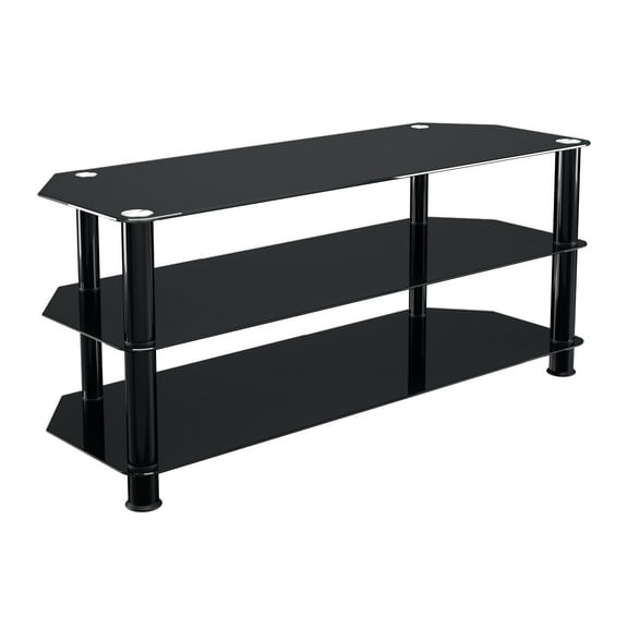 AVF SDC1140BB-a TV Stand for up to 55-inch TVs, Black Safety Glass, Black Metal Legs