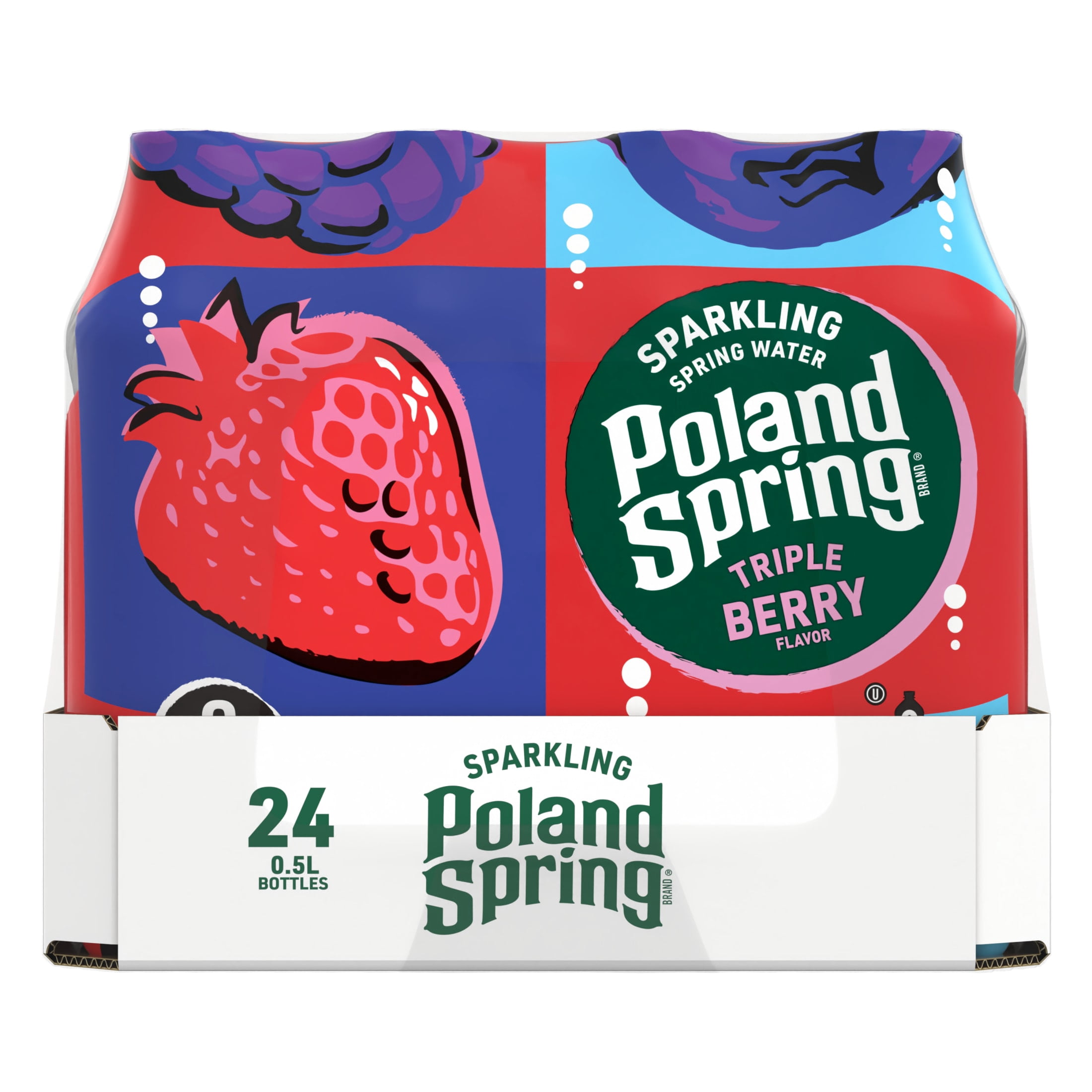 Poland Spring Sparkling Water, Triple Berry, 16.9 Oz. Bottles (24 Count)