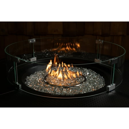 Fire Sense - Tempered Glass Wind Guard for Round LPG Fire Pits - Clear