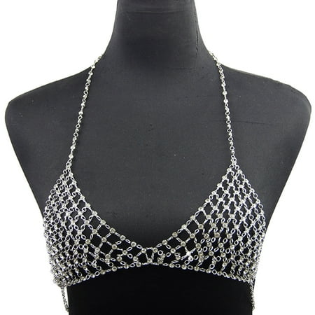 

tegongse Sexy Bra Chains Crystal Waist Chain for Rhinestone Body Chain Bikini Top Bra Chain Gold Body Jewelry for Women and Gir