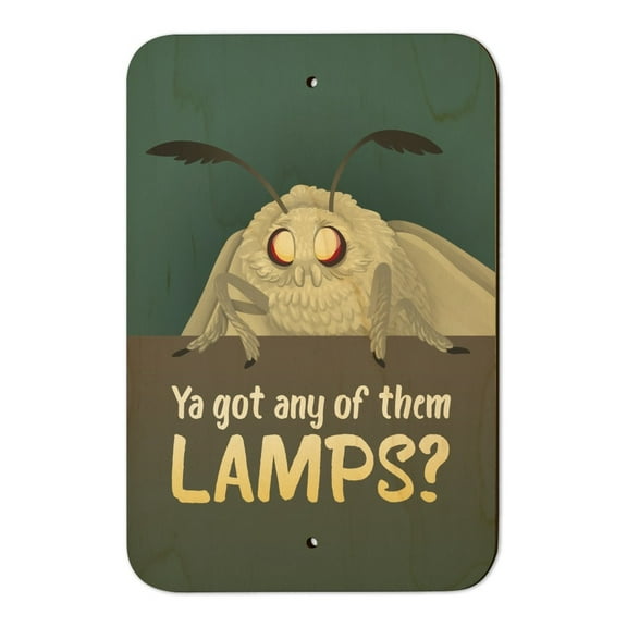 Moth Lamp Meme Home Business Office Sign - Wood - 6" x 9" (15.3cm x 22.9cm)