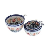 Blue Rose Polish Pottery Garden Bouquet Measuring Cup Set