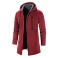 thumbnail image 5 of Men Solid Color Hooded Jacket Windbreaker Mid-length Casual Coat, 5 of 9