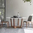 thumbnail image 3 of Northern Europe Solid Wood Legs Marble Top Table With Rotating Turntable Modern Simple Round Dining Table And Chair Combination My Lux Decor Round, 3 of 8