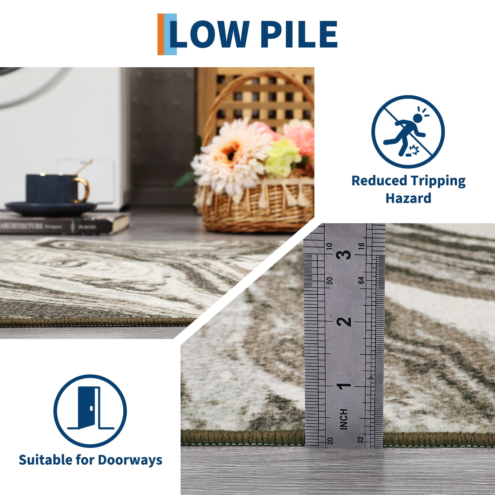 Garvee 8'x10' Large Area Rugs for Living Room Modern Abstract Rug Machine Washable Rug, Stain Resistant Indoor Carpet Low Pile Non-Slip Rugs for Bedroom Dining Room Office Playroom, Camel