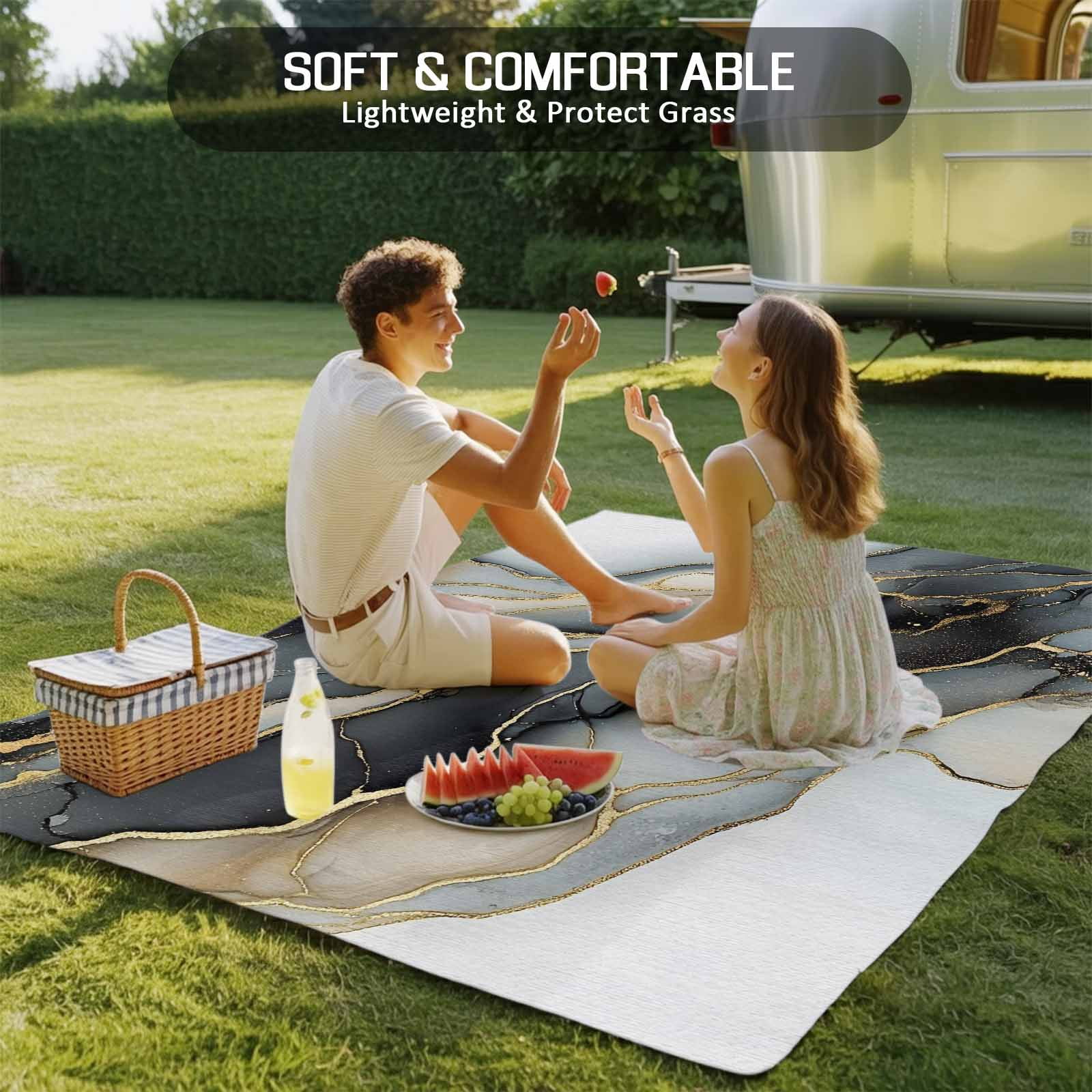 Outdoor Rug 3x5ft Ombre Black White Marble Large Area Rug Modern Art Indoor Outdoor Carpet Outdoor Rugs Mats for Patio Camping,RV,Front Door, Outside Decor