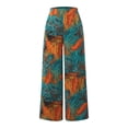thumbnail image 5 of DHFJKG Women's Boho Pants High Waisted Wide Leg Floral Printed Flowy Palazzo Summer Beach Vacation Clothes Stylish Trousers, 5 of 7