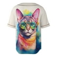 thumbnail image 2 of Hippie Abyssinian Portrait oil painting Watercolor Tie-dye Vintage All Over Print 3D Baseball Shirt Cat Lover Kitten Owner Gifts Softball Sport - 00015, 2 of 6