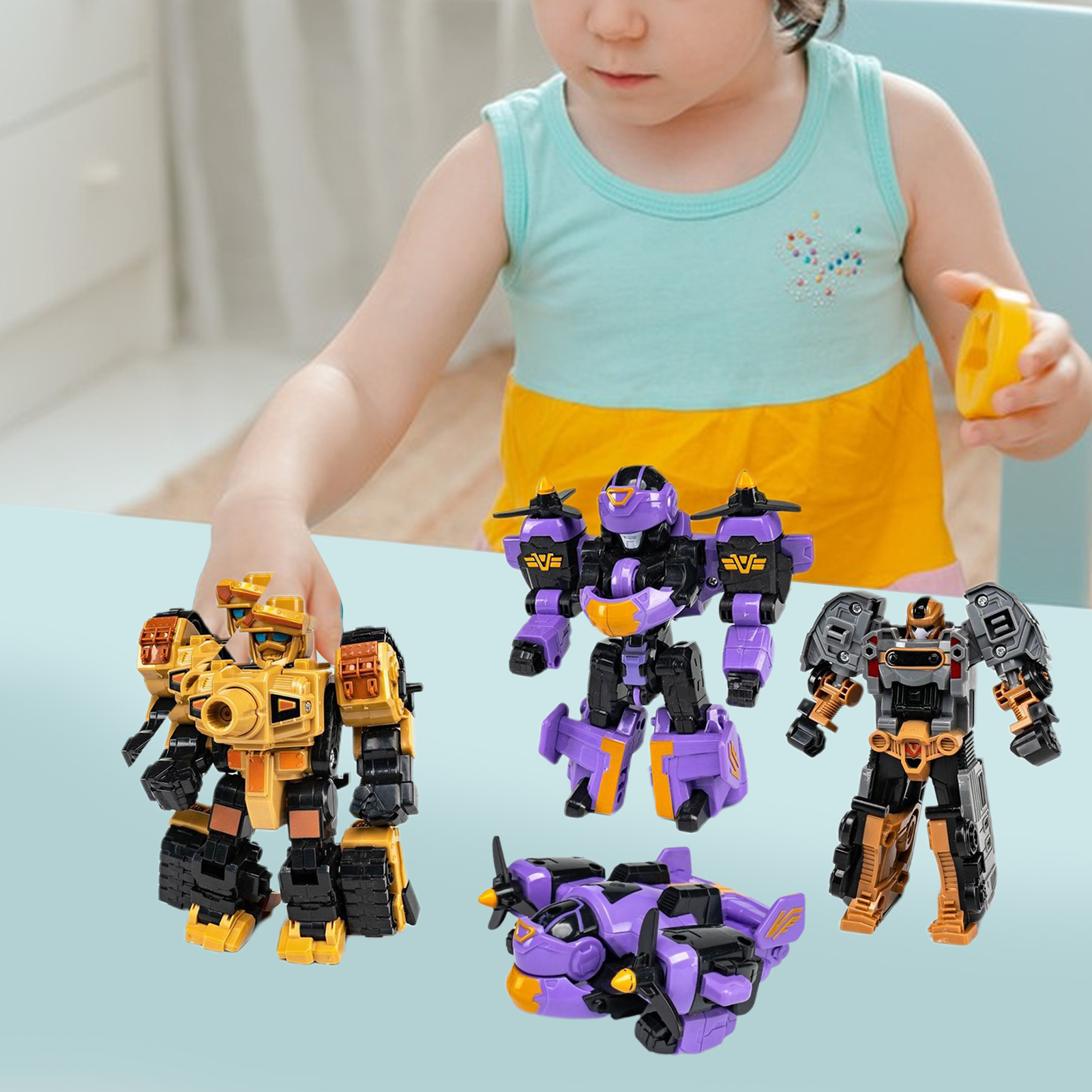 QCTime 15cm Robot Transformer Toy Various Style Fast Fighter Aircraft Tractor Tank Train Cartoon Model Toy Collectible Children Robot Transforming Vehicles Toy Birthday Gift - image 3 of 10