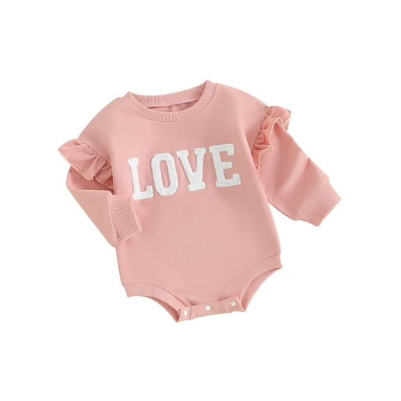 Bagilaanoe Newborn Baby Girl Oversized Romper Sweatshirt Long Sleeve Bodysuits Letter Embroidery Pullover 3M 6M 12M 18M Infant Casual Tee Tops
