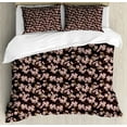 thumbnail image 1 of Cherry Blossom King Size Duvet Cover Set, Japanese Culture Garden Trees with Flowering Branches Retro, Decorative 3 Piece Bedding Set with 2 Pillow Shams, Chesnut Brown Coffee Rose, by Ambesonne, 1 of 3