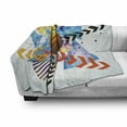 thumbnail image 3 of Teen Room Soft Flannel Fleece Blanket, Basketball in Front of Zigzag Circular Geometric Minimalist Forms Graphic Print, Cozy Plush for Indoor and Outdoor Use, 50" x 70", Multicolor, by Ambesonne, 3 of 6