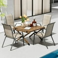 thumbnail image 4 of TLSUNNY Outdoor Dining Chairs Set of 4, Patio Dining Chairs w/ Wide Breathable Seat & Metal Frame, Stackable for Poolside, Garden, Backyard, 330lbs, 4 of 10