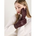 thumbnail image 2 of Full Finger Motorcycle Leather Gloves Winter Warm Real Leather Gloves for Women, 2 of 6