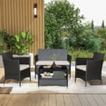 thumbnail image 1 of Costway 4PCS Patio Rattan Furniture Set Armrest Cushion Sofa Coffee Table withShelf Garden, 1 of 8