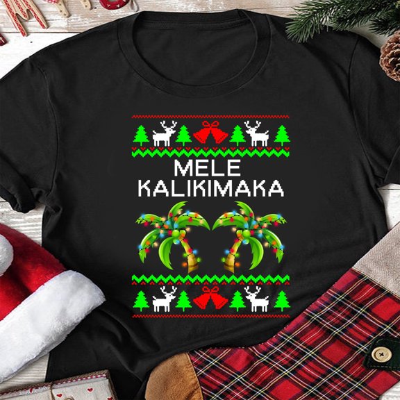 BANJOJO Mele Kalikimaka Palm Hawaiian Christmas Tshirt