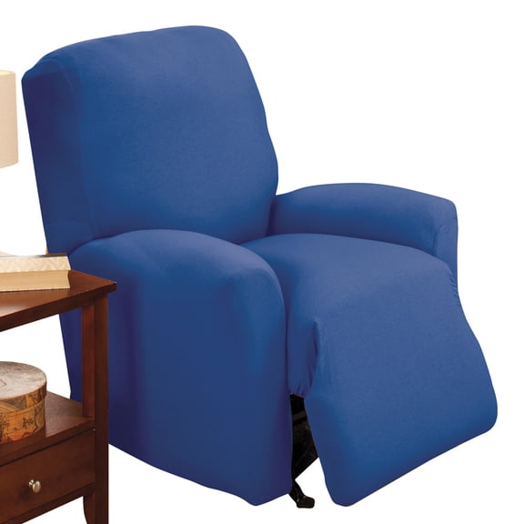 Collections Etc Jersey Stretch Slipcover Furniture Protector, Blue, Recliner