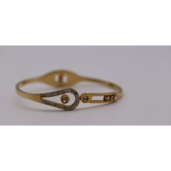 Stainless Steel Rhinestone Bangle - Multiple Color Options