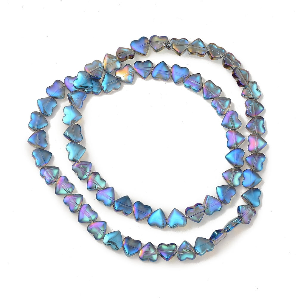 Electroplate Transparent Glass Beads Strands Heart Mixed Color 10x10x4.5mm Hole: 0.8mm about 65pcs/strand 24.41 inch(62cm)