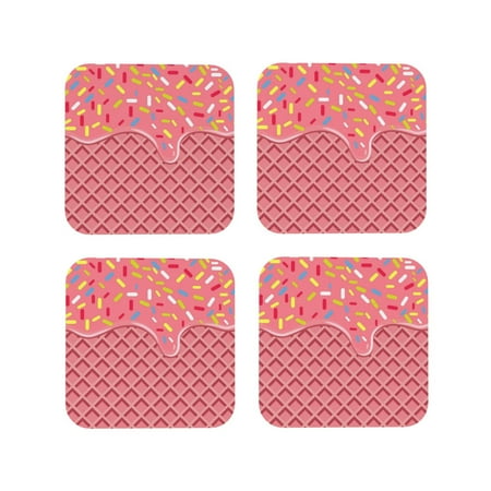 

Drink Coasters Set of 4 Chocolate with Flowing Cream Leather Coasters for Coffee Table Protector Heat Resistant Cute Coasters for Home Decor Housewarming Gifts Bar Kitchen 4 Inch Square