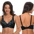 thumbnail image 5 of Curve Muse Women's Minimizer Unlined Underwire Bra With Lace Embroidery-2 Pack-Black,Teal-38DD, 5 of 6
