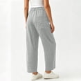 thumbnail image 5 of Wide Leg Cotton Pants for Women Zipper Front Straight Dress Pants Business Casual Summer Trousers with Pockets, 5 of 7