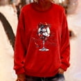 thumbnail image 2 of asdoklhq Christmas Fall Sweaters for Women 2025 Women's Fashionable Printed Warm Round Neck Long Sleeved Pullover Off Shoulder Top Wine XL, 2 of 5