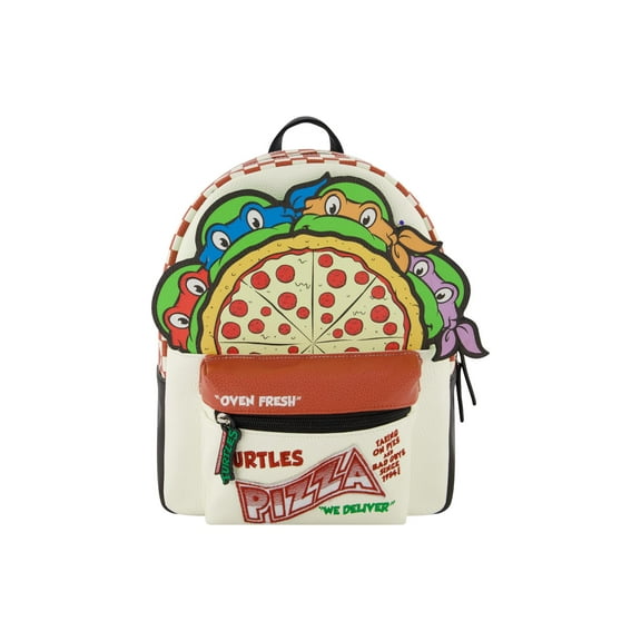 Teenage Mutant Ninja Turtles Mini Backpack, TMNT Small Travel Bag for Men and Women, Adjustable Shoulder Straps, Pizza, 10 Inch