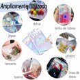 thumbnail image 3 of Bolsa Holográfica Multiusos,100PCS Bolsas de Herméticas Reutilizables, Bolsas de Almacenamiento,Pouch,Bolsa Ziplock Apta parapara almacenamiento de alimentos, Joyas, Cosméticos (8x13cm), 3 of 4