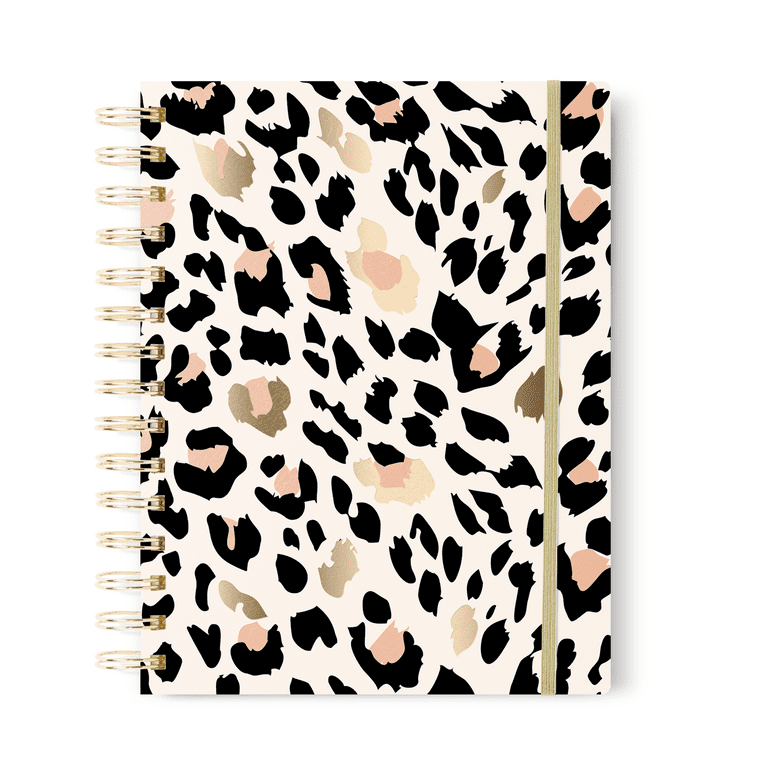 Gold Foil Cheetah Print Spiral Bullet Journal, 7x9 inch, Dot Grid