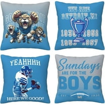 Football Throw Pillow Covers American Football Sport Team Decor Cushion Case Decoration Set of 4 Pillowcases Football Style Pillows Gifts for Football Lovers Fan for Sofa Bed Couch Car 16"X16"