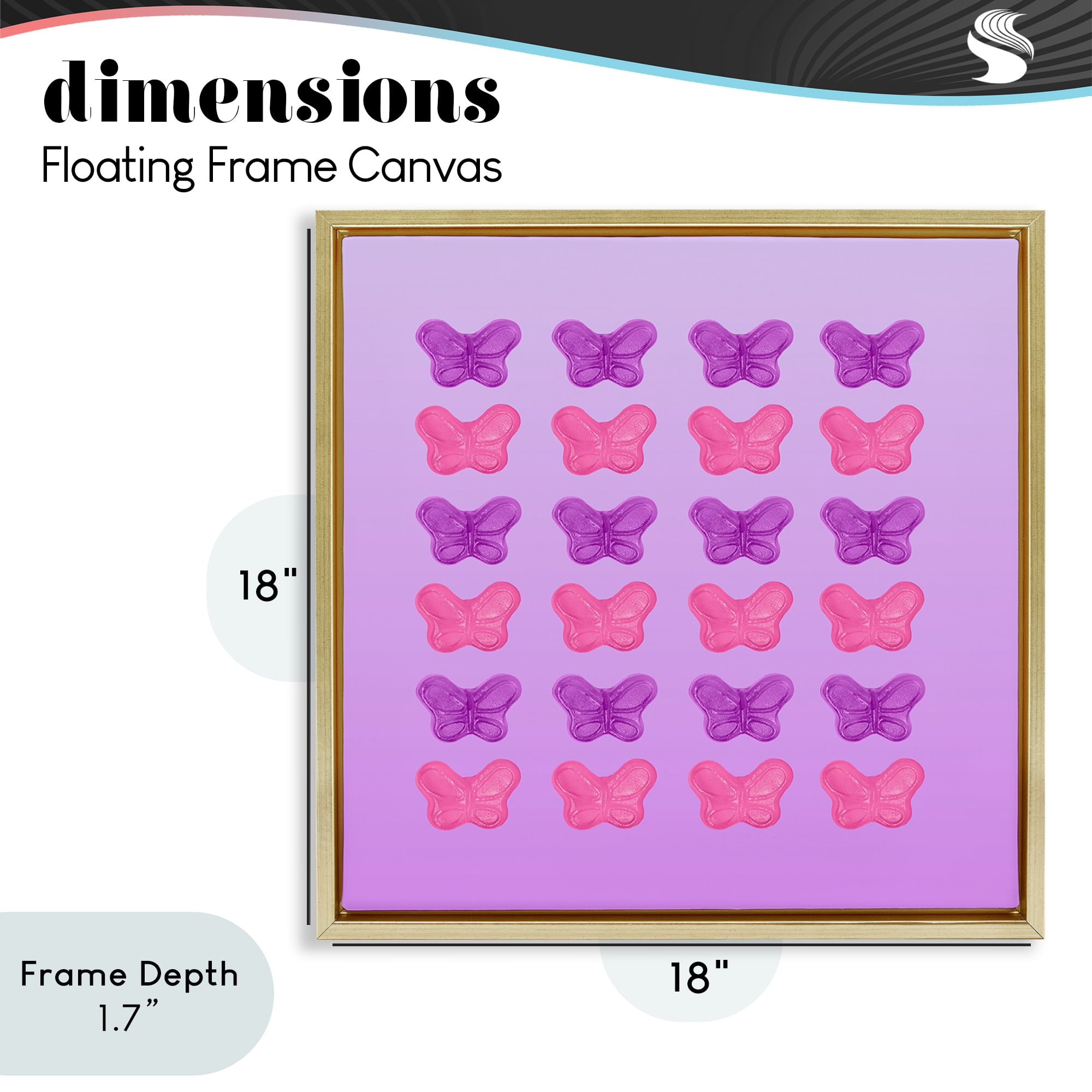 Stupell Industries Purple & Pink Butterfly Candies Gold Framed Floater Canvas Wall Art, design by LISH Creative