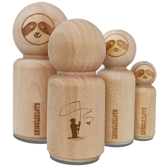 Fly Fishing Fisherman Casting Line Angler Rubber Stamp for Scrapbooking Crafting Stamping - Small 3/4 Inch