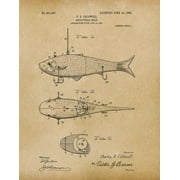 Original Fishing Bait Artwork Submitted In 1908 - Fishing - Patent Art Print