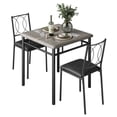thumbnail image 1 of 3 Piece Modern Dining Table Set for 2, Space Saving Kitchen Table and Chairs with Sturdy Steel Frame, Ideal for Small Space, Apartment, Dining Room, Studio, Grey, 1 of 9