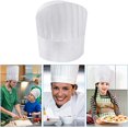 thumbnail image 5 of Gorro de cocinero desechable, 20 unidades, ajustable, para cocina, hogar, restaurante, catering, gorros de cocinero, no tejidos, elásticos (blancos), 5 of 5