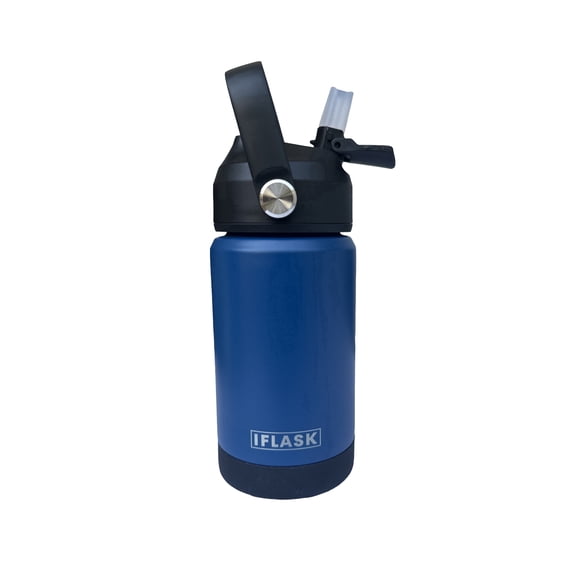 IFLASK 12oz Kids Water Bottle with Straw Lid | 100% Leak Proof | Insulated Stainless-Steel Double Walled Thermos | BPA and Sweat free | Hot & Cold (Green)