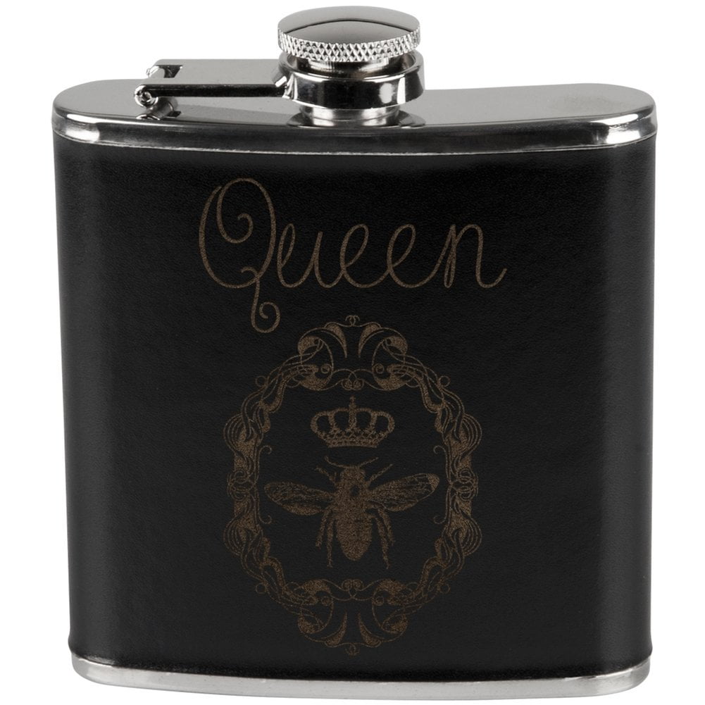 7oz Stainless Steel Hip Flask Queen with Crown