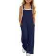 thumbnail image 3 of MKOSPLRT Girls Overalls Kids Casual Sleeveless Wide Leg Jumpsuit Loose Rompers with Pockets 5-14 Years for Travel Vacation, 3 of 10