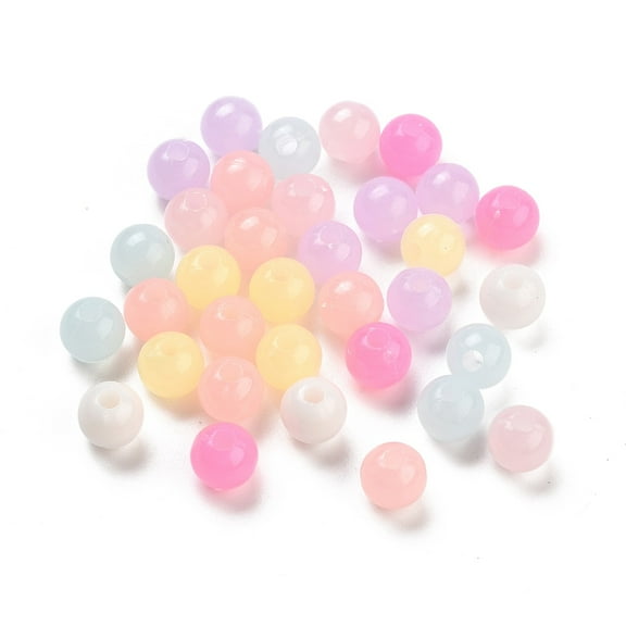 Imitation Jelly Plastic Beads Round Mixed color 8mm Hole: 2mm 2083pcs/500g