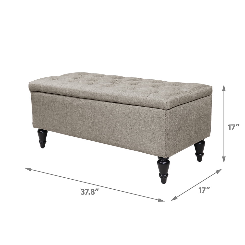 Abble 38 inch Beige Fabric Upholstered Flip Top Storage Bench