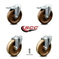 thumbnail image 2 of 5 Inch High Temp Phenolic Swivel Bolt Hole Caster Set with 2 Total Lock Brake, 2 of 2