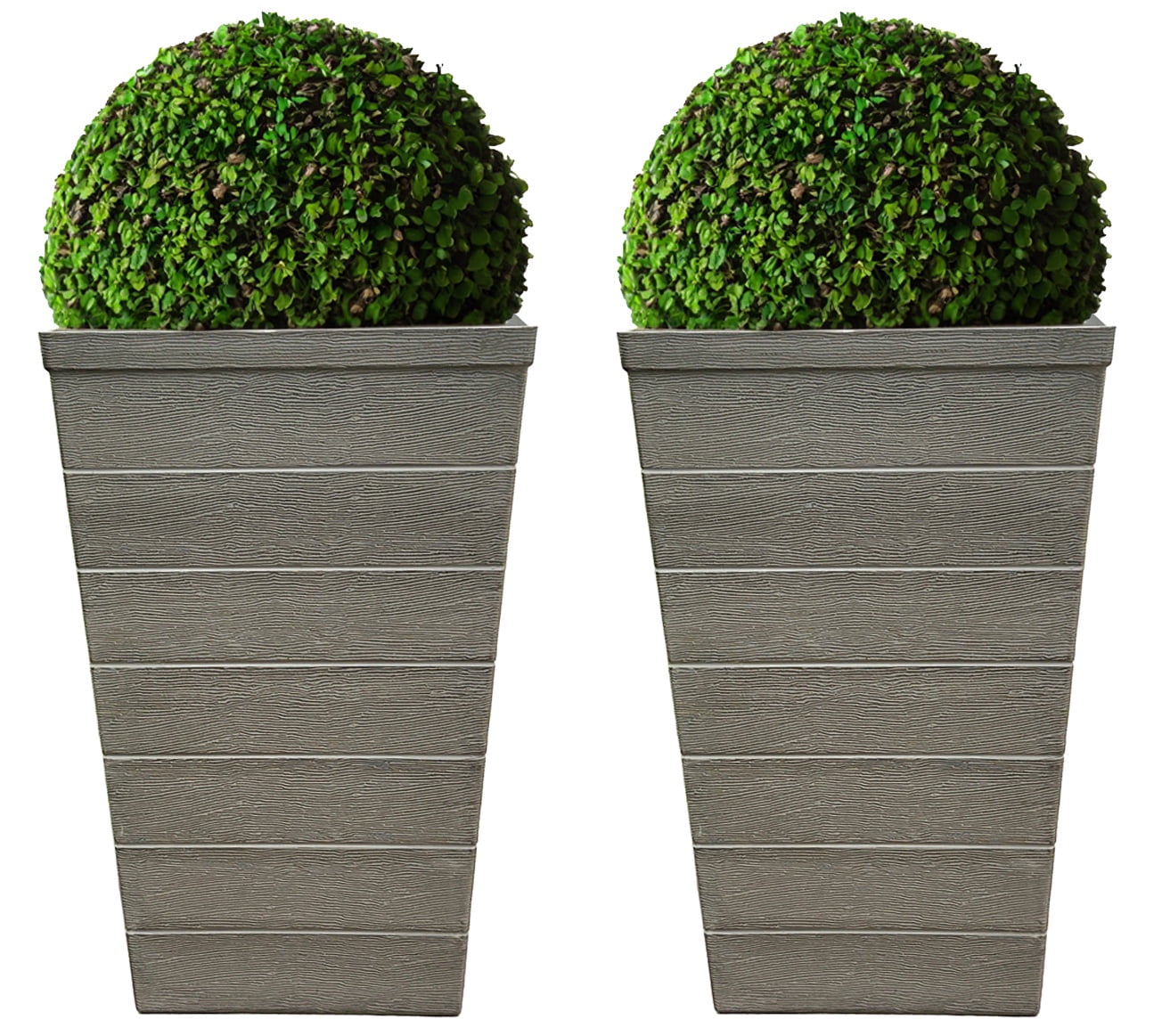 EMSCO 22.5" Tapered Resin Tall Accent Planters, 2-Pack, Driftwood Finish