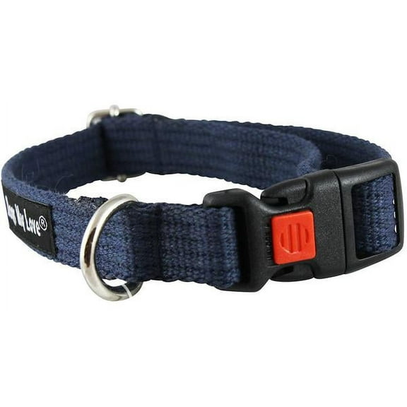 Cotton Web Adjustable Dog Collar with Locking Device 4 Sizes Blue (Small: Neck 11.5"-15.5"; Width 1/2")
