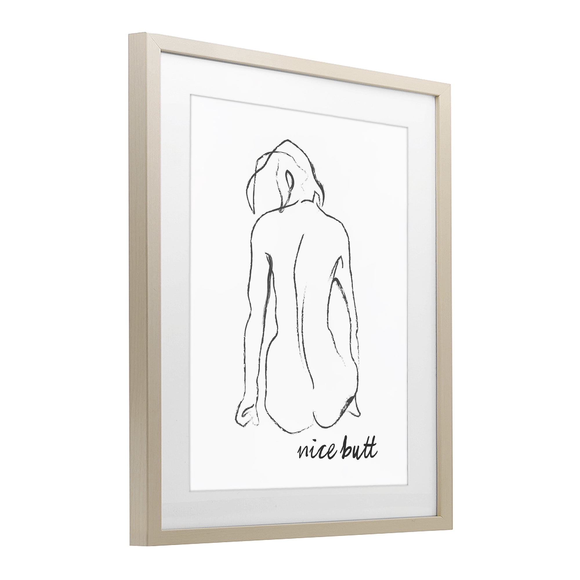 Stupell Industries Nice Butt Bathroom Refresh Birch Framed Print Under Glass, design by Lettered and Lined