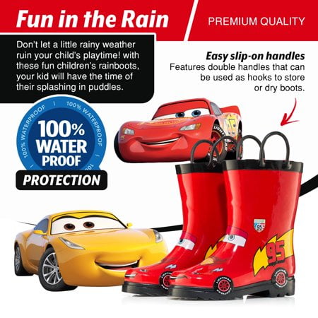 Disney Cars Kids Lightening Mcqueen Boy's Red Rubber Rain Boots - Size 8 Toddler
