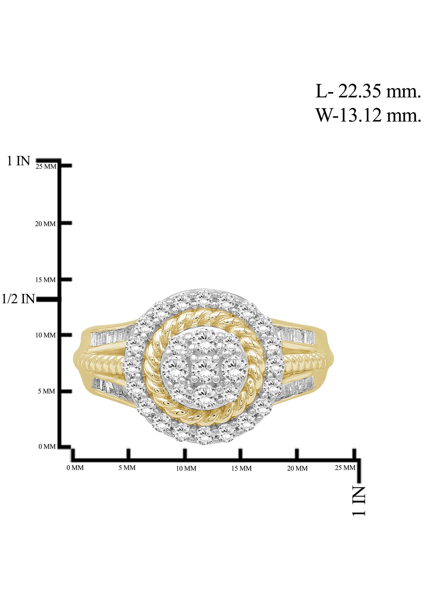 JewelersClub 14K Gold Plated Silver 1 Carat White diamond Cluster Ring for Women | Diamonds for Everyday Womens Wear