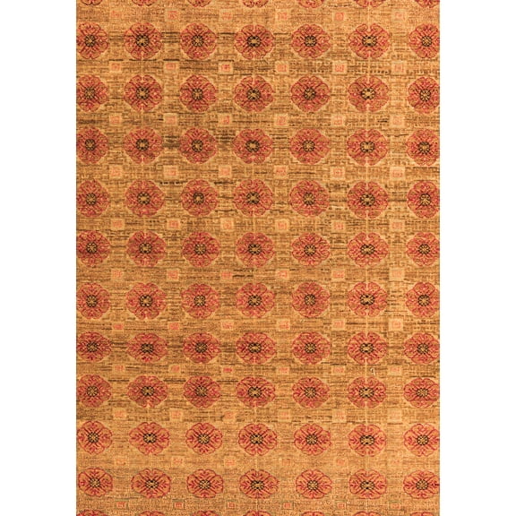 Ahgly Company Indoor Rectangle Abstract Orange Modern Area Rugs, 5' x 7'