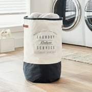 Better Homes & Gardens Ivory/Grey Canvas Laundry Hamper, 16 in x 25 in